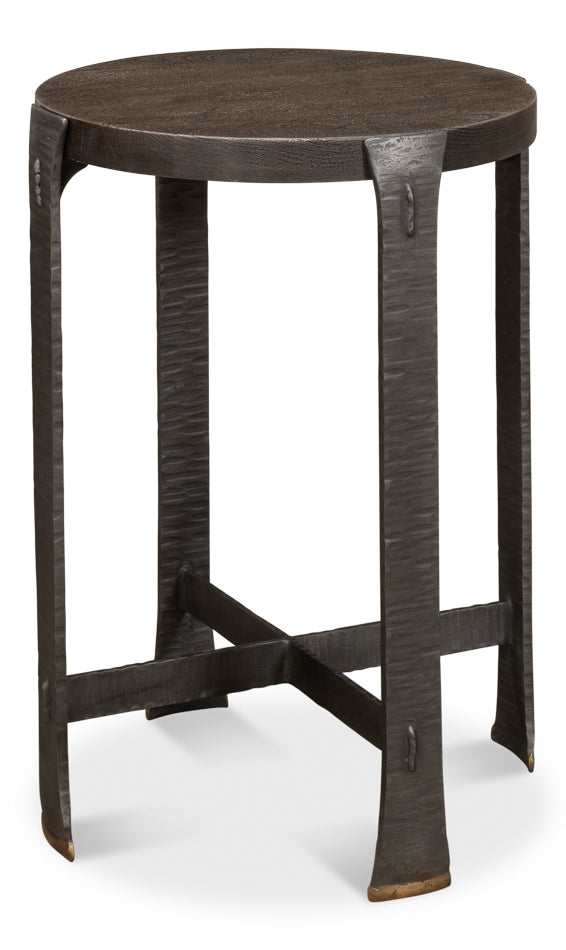 Forged Slats Side Table Grey Moleskin Finish-Side Tables-Sarreid-LOOMLAN