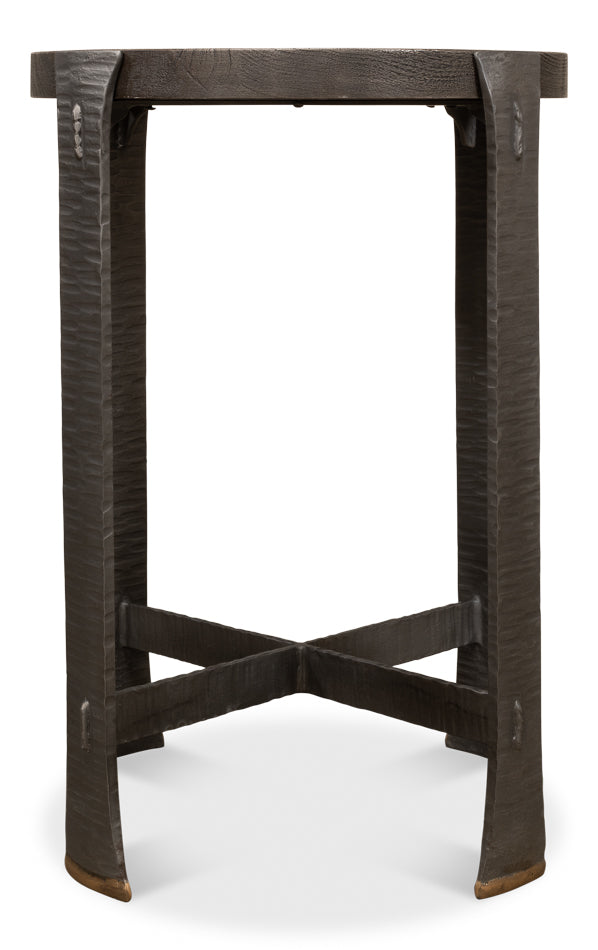 Forged Slats Side Table Grey Moleskin Finish-Side Tables-Sarreid-LOOMLAN