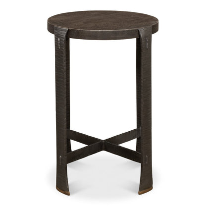 Forged Slats Side Table Grey Moleskin Finish-Side Tables-Sarreid-LOOMLAN