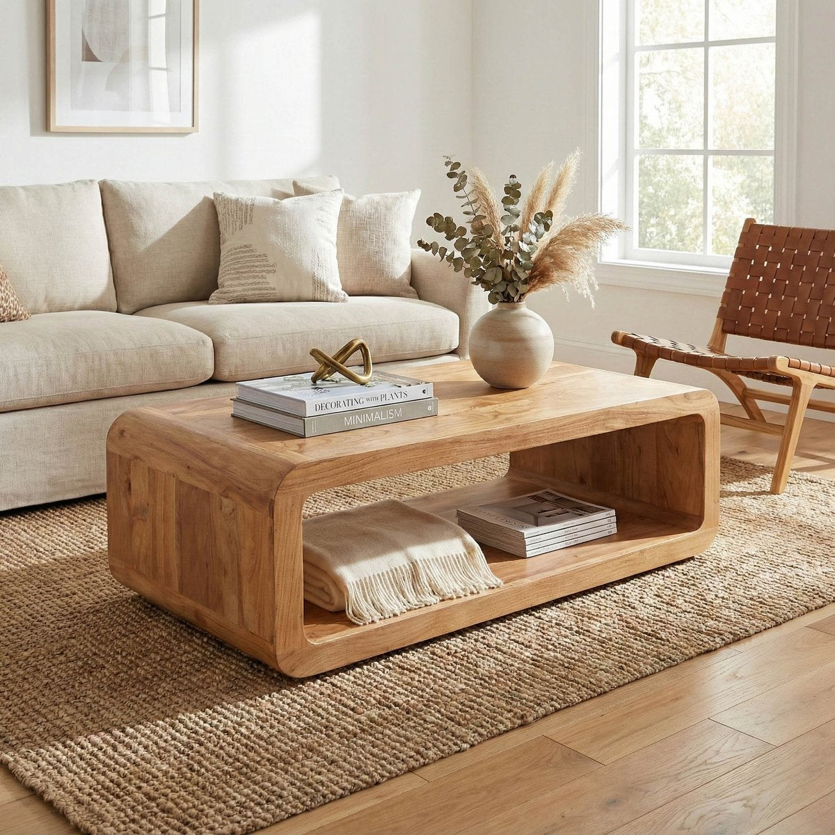 LH Home Form Curve Natural Wooden Coffee Table