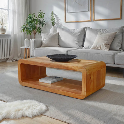 LH Home Form Curve Natural Wooden Coffee Table