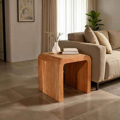 LH Home Form Curve Natural Wooden Side Table