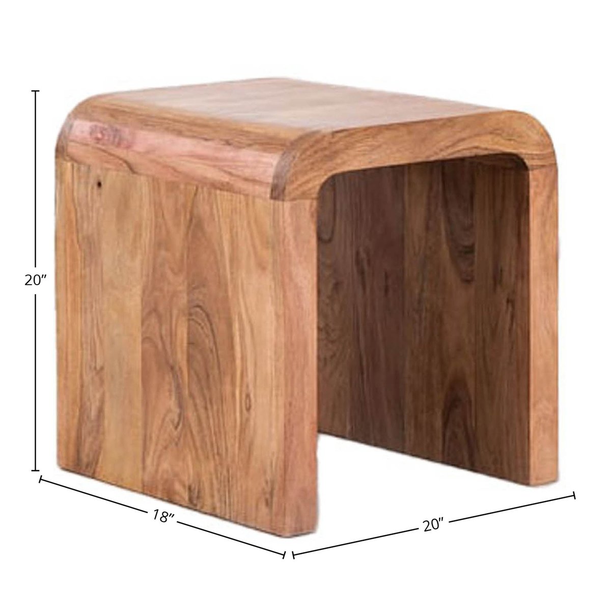 LH Home Form Curve Natural Wooden Side Table