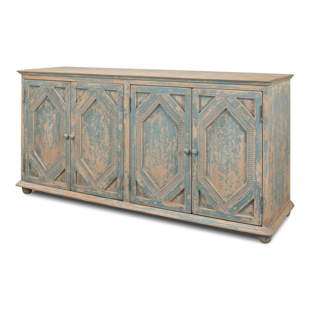 Four Diamonds Sideboard Blue-Sideboards-Sarreid-LOOMLAN