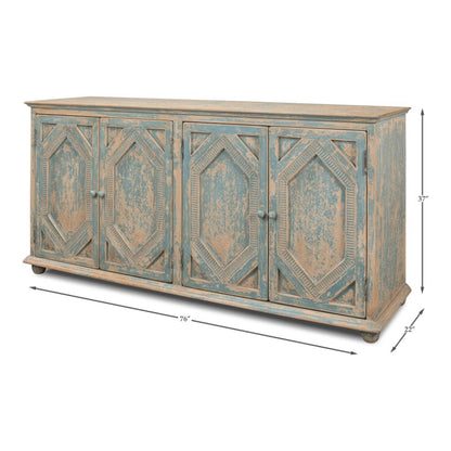 Four Diamonds Sideboard Blue-Sideboards-Sarreid-LOOMLAN