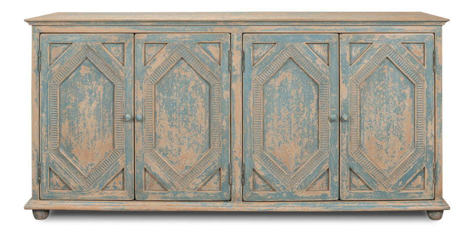 Four Diamonds Sideboard Blue-Sideboards-Sarreid-LOOMLAN