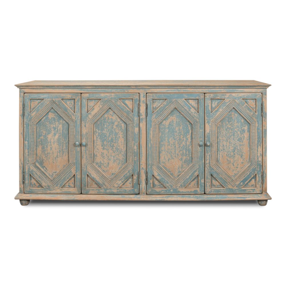 Four Diamonds Sideboard Blue-Sideboards-Sarreid-LOOMLAN