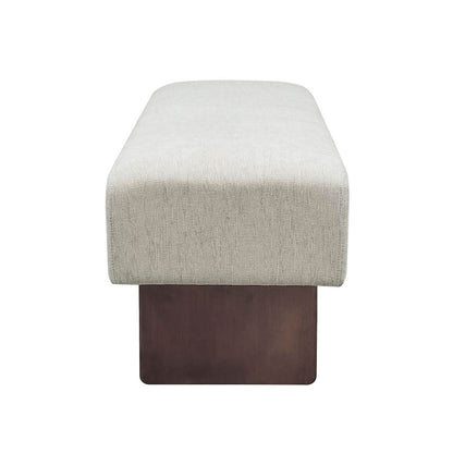LH Home Francesca Beige Fabric Bedroom Bench