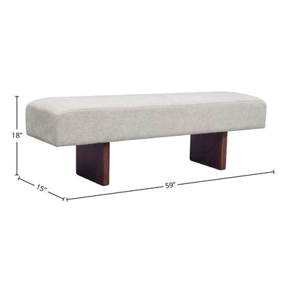 LH Home Francesca Beige Fabric Bedroom Bench