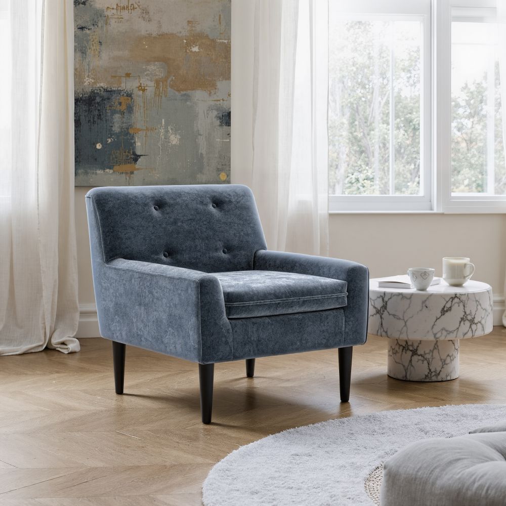 Zuo Modern Frankfurt Blue Velvet Club Chair