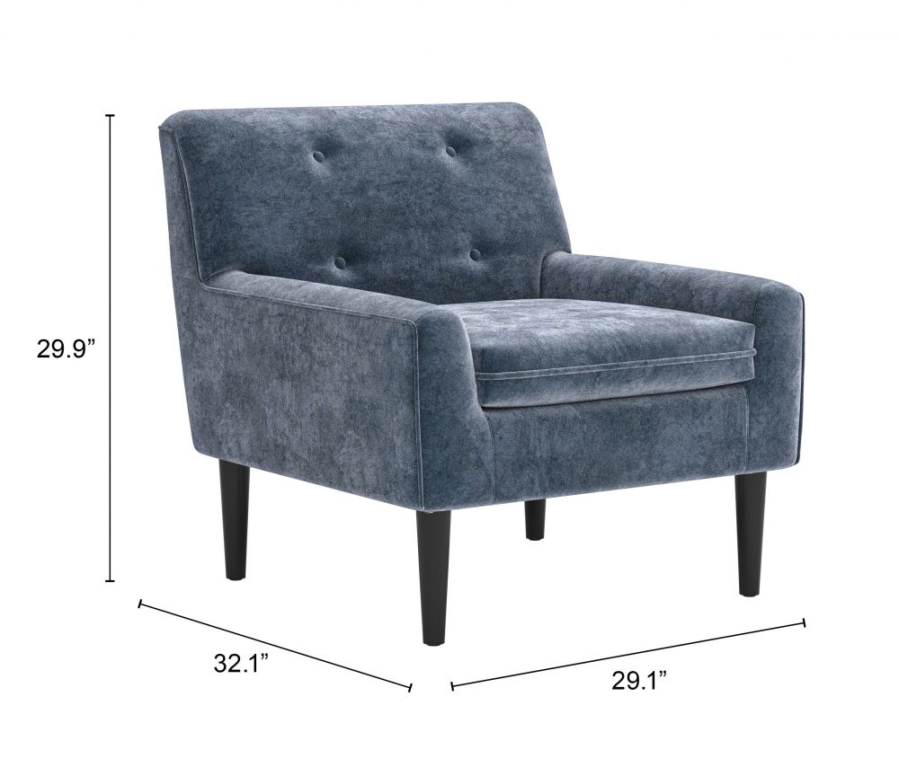 Zuo Modern Frankfurt Blue Velvet Club Chair