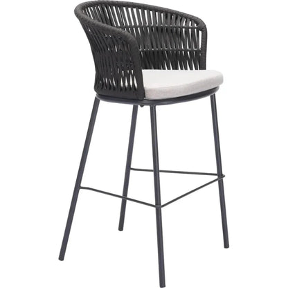 Freycinet Barstool Black-Outdoor Bar Stools-Zuo Modern-LOOMLAN