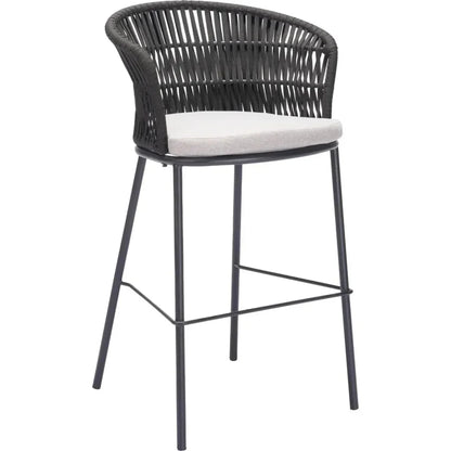 Freycinet Barstool Black-Outdoor Bar Stools-Zuo Modern-LOOMLAN
