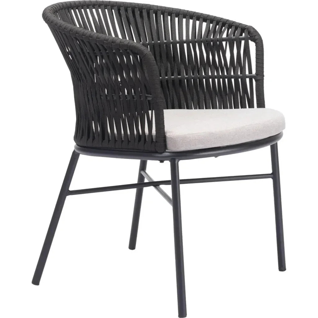 Freycinet Dining Chair (Set of 2) Black-Outdoor Dining Chairs-Zuo Modern-LOOMLAN