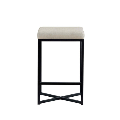 Frodo White Fabric Seat Stool 2PC