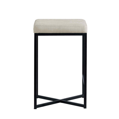 Frodo White Fabric Seat Stool 2PC