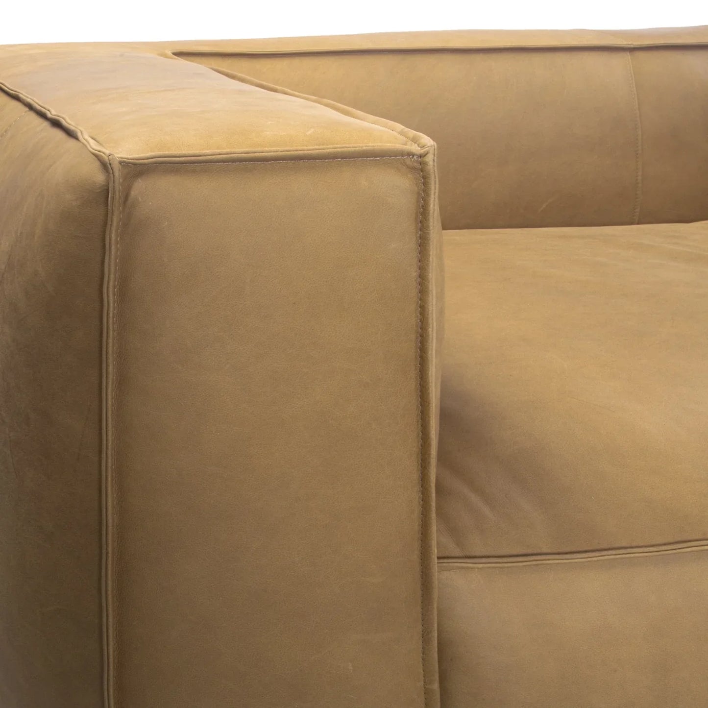 Contemporary Leather Club Sofa 100" Wide