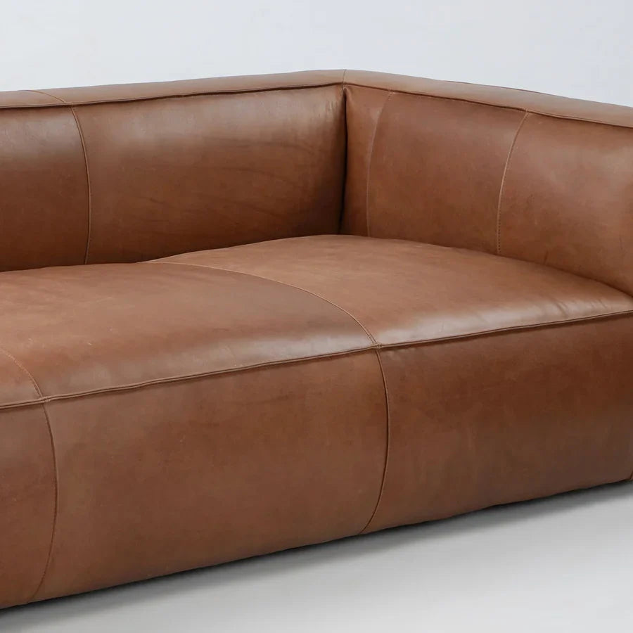 Contemporary Leather Club Sofa 100" Wide