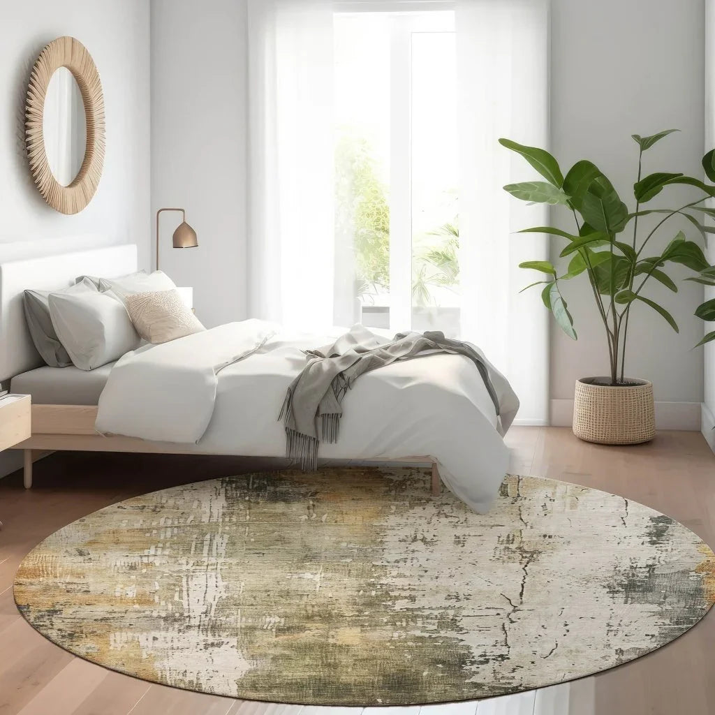 LOOMLAN Rugs Fyerra Olive Washable Indoor-Outdoor Rug