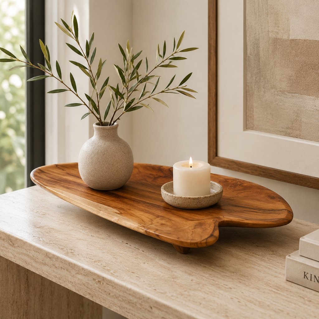 Roman Natural Teak Tray - Heirloom Quality Wood - view 2