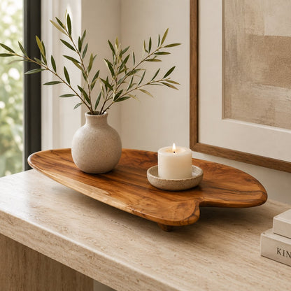 Roman Natural Teak Tray - Heirloom Quality Wood - view 2