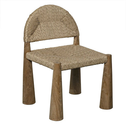 Laredo Natural Wood Armless Chair with Synthetic Woven