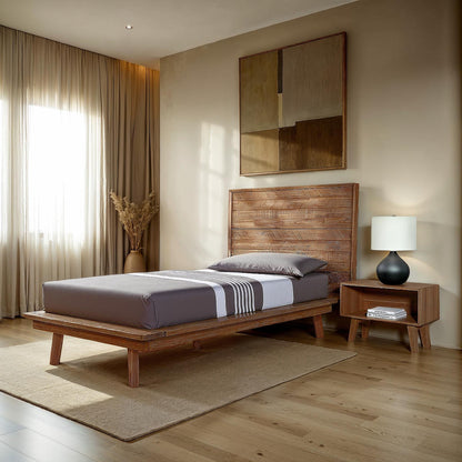 Gia Solid Wooden Brown Bed