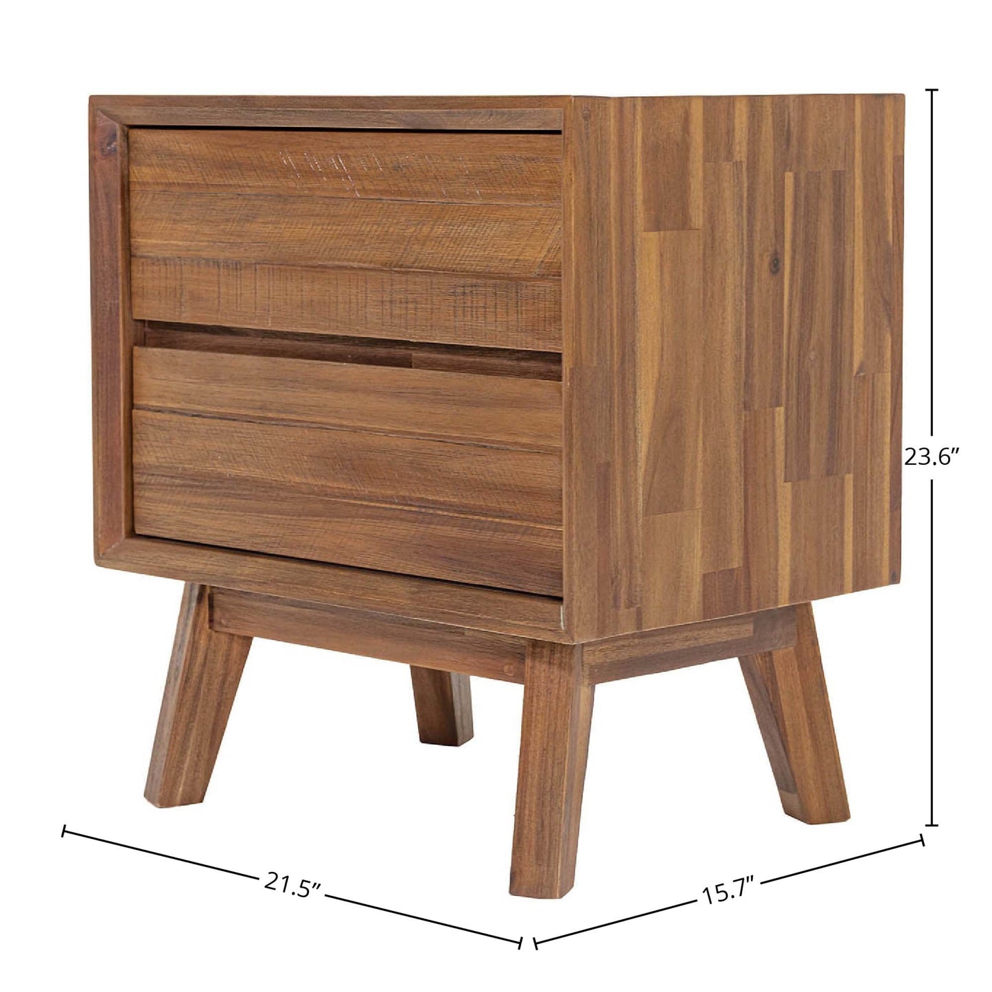 Gia Two Drawers Wood Nightstand