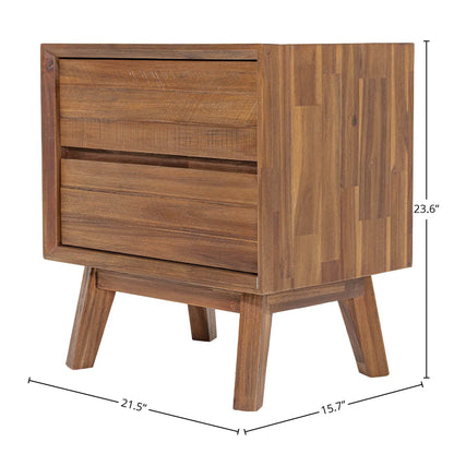 Gia Two Drawers Wood Nightstand