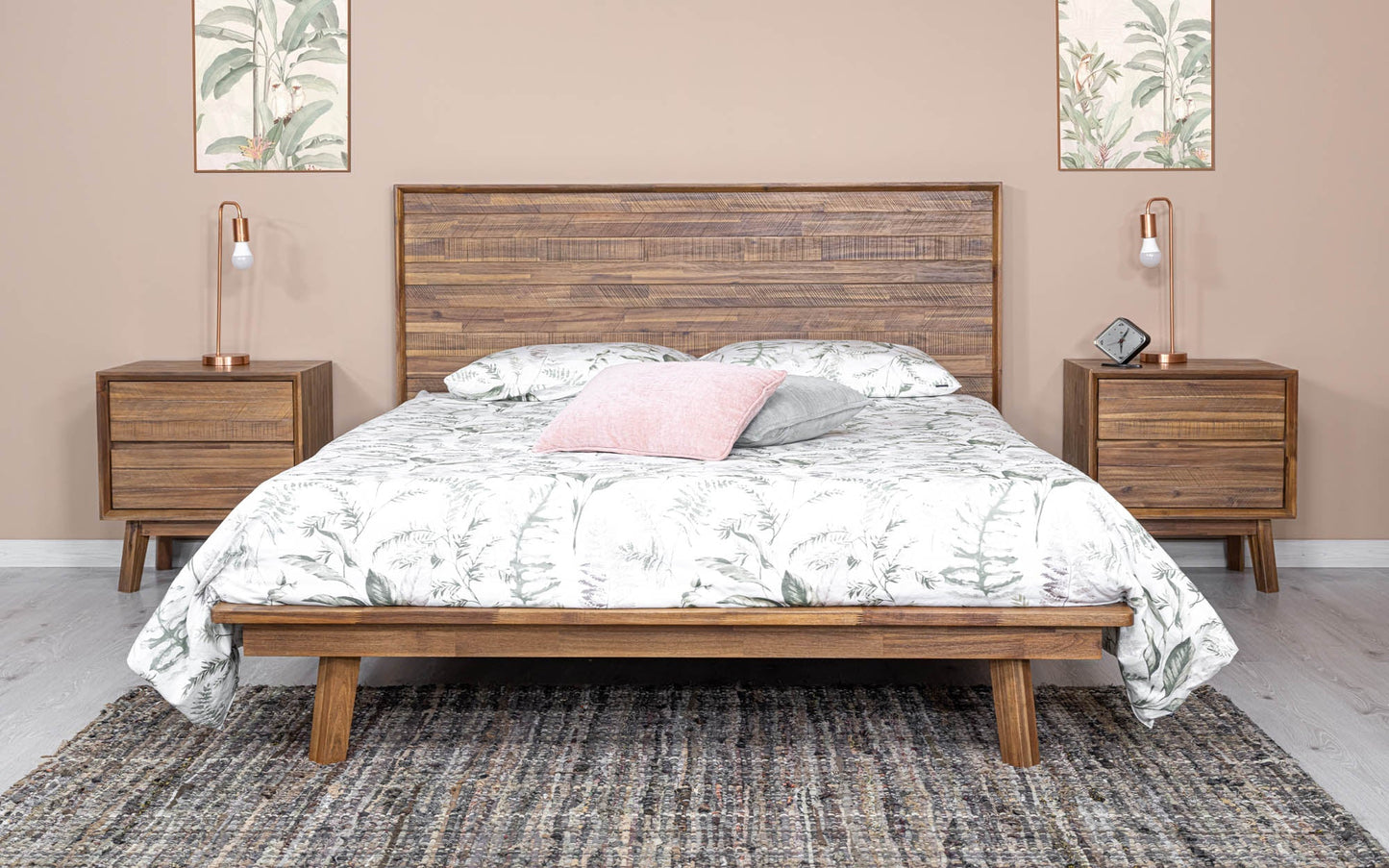 Gia Two Drawers Wood Nightstand