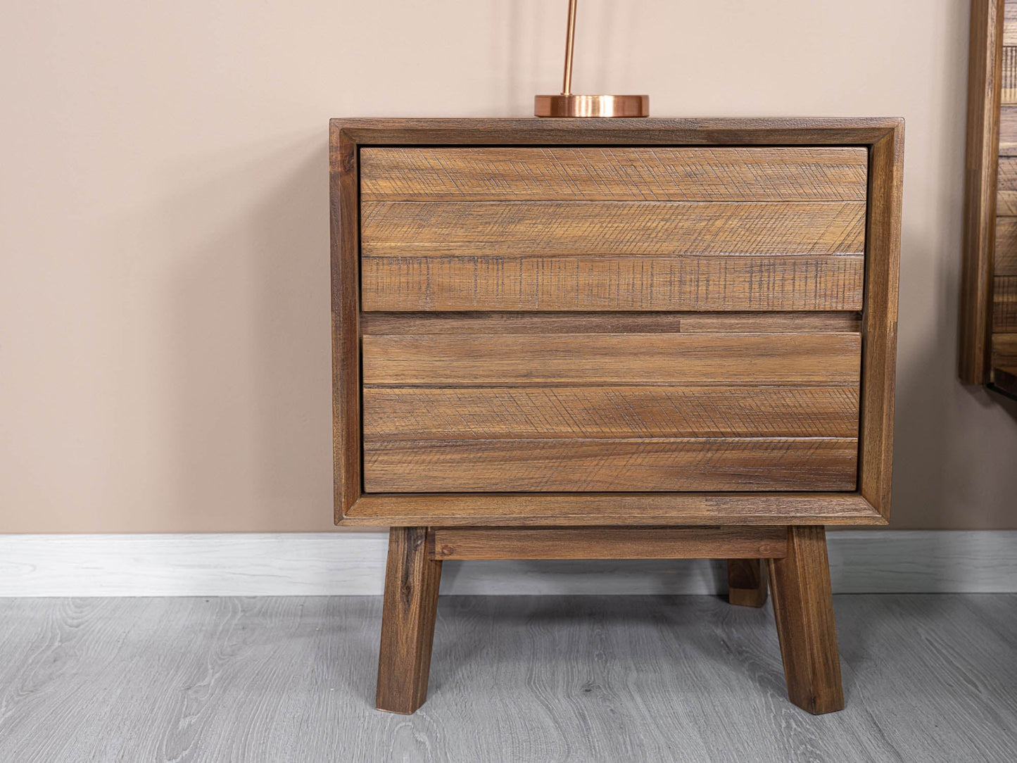 Gia Two Drawers Wood Nightstand