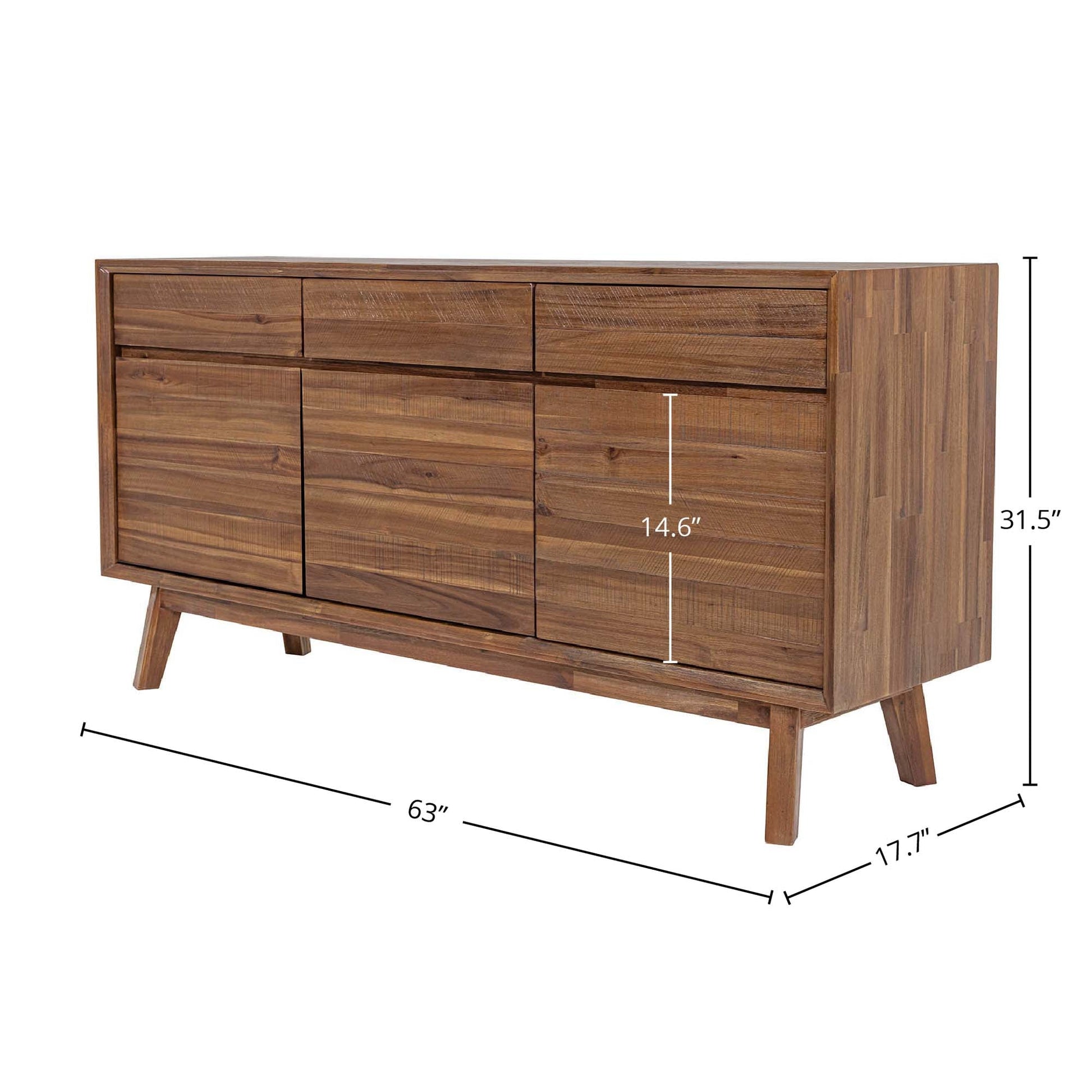 LH Home Gia Three Drawers Wood Sideboard
