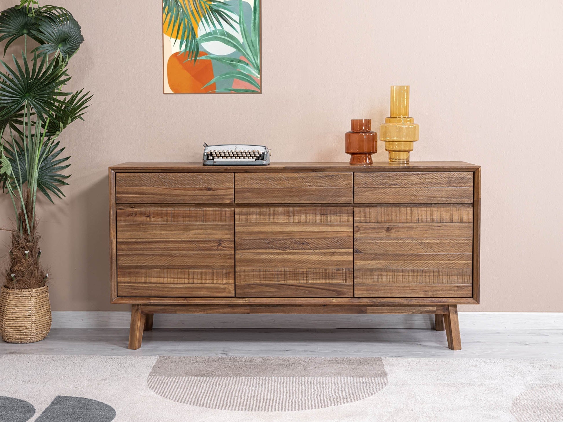 LH Home Gia Three Drawers Wood Sideboard