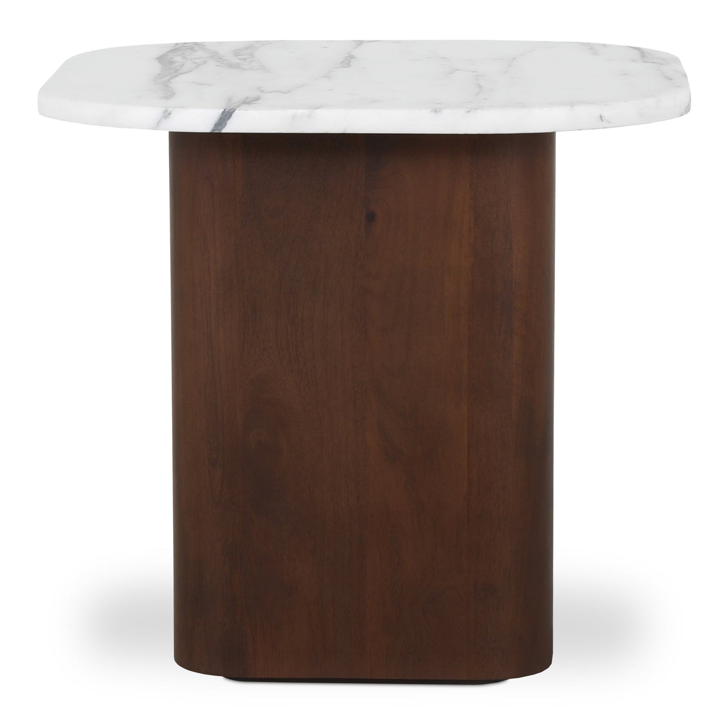 Dash White Marble and Wood Square Accent Table