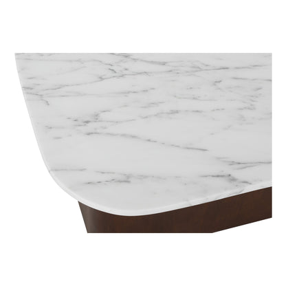 Dash White Marble and Wood Square Accent Table