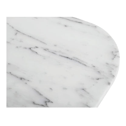 Dash White Marble and Wood Square Accent Table