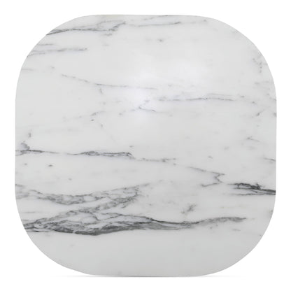 Dash White Marble and Wood Square Accent Table