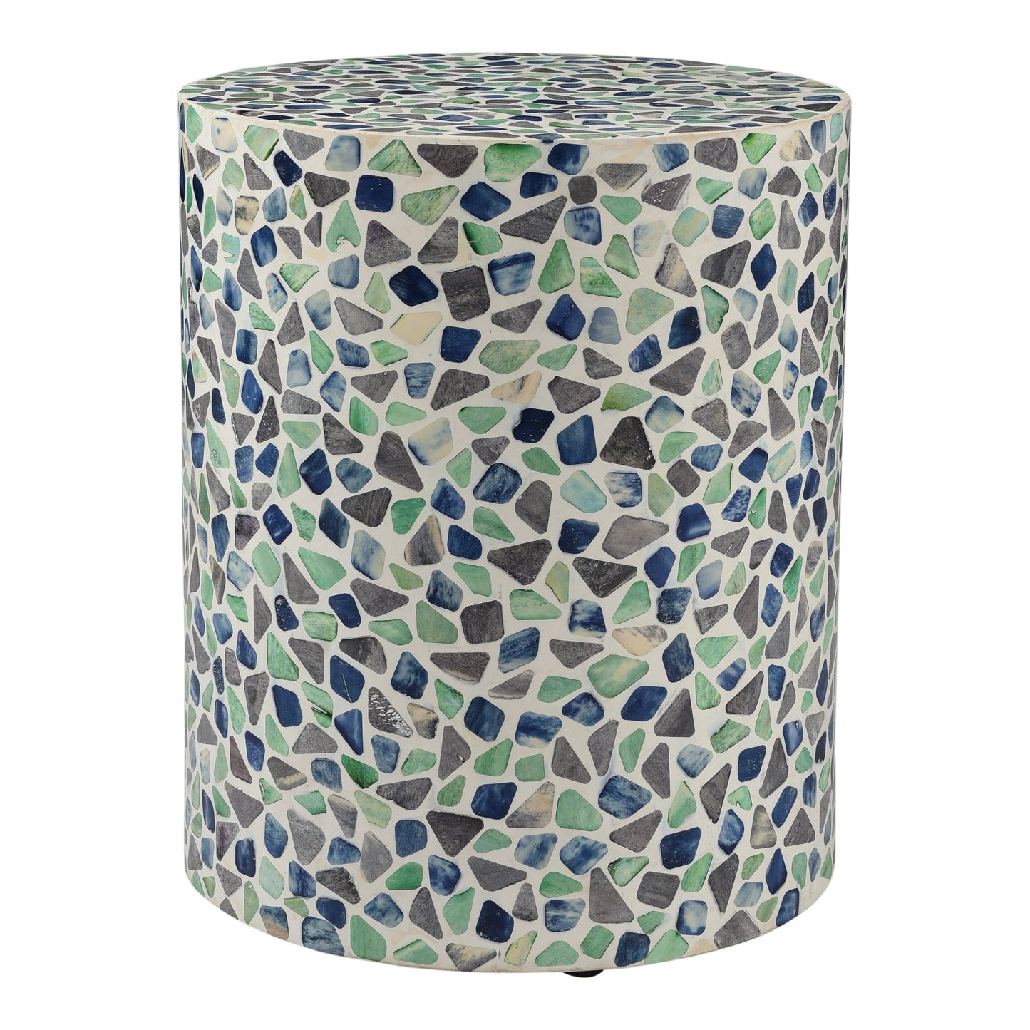 Olympia Wood Multicolor Round Side Table