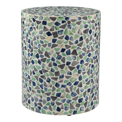 Olympia Wood Multicolor Round Side Table