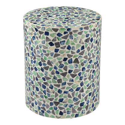 Olympia Wood Multicolor Round Side Table