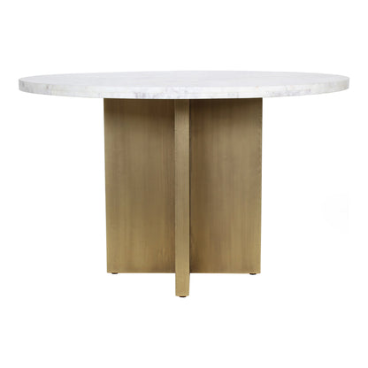 Graze Marble and Iron White Round Dining Table