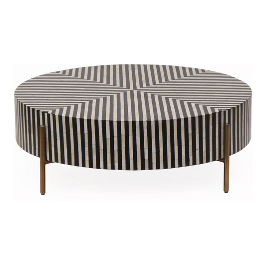 Chameau Black and White Round Coffee Table