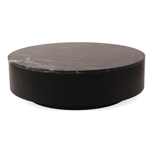 Ritual Black Marble and Wood Round Coffee Table