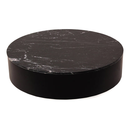 Ritual Black Marble and Wood Round Coffee Table