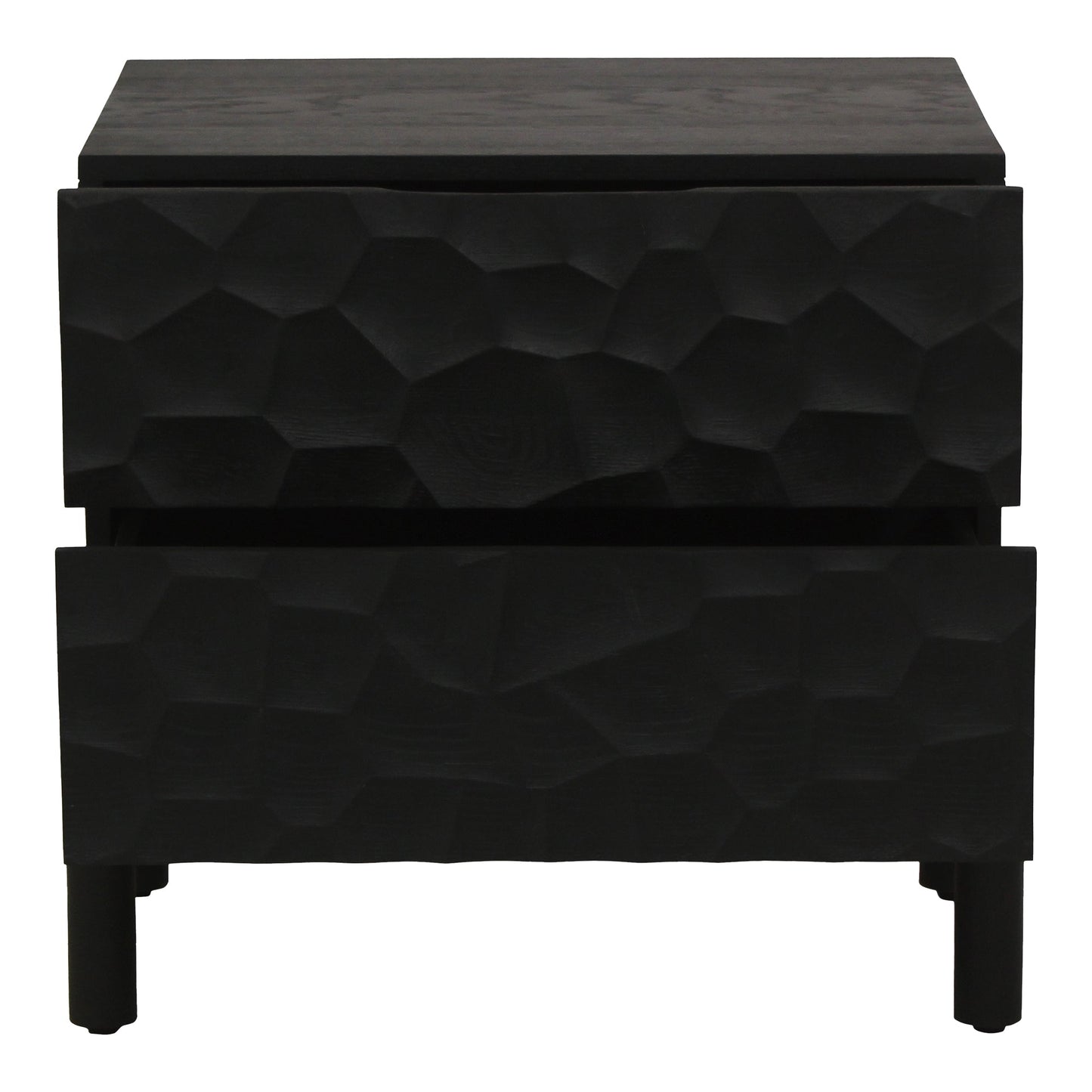 Misaki Solid Oak Black Nightstand