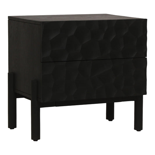 Misaki Solid Oak Black Nightstand