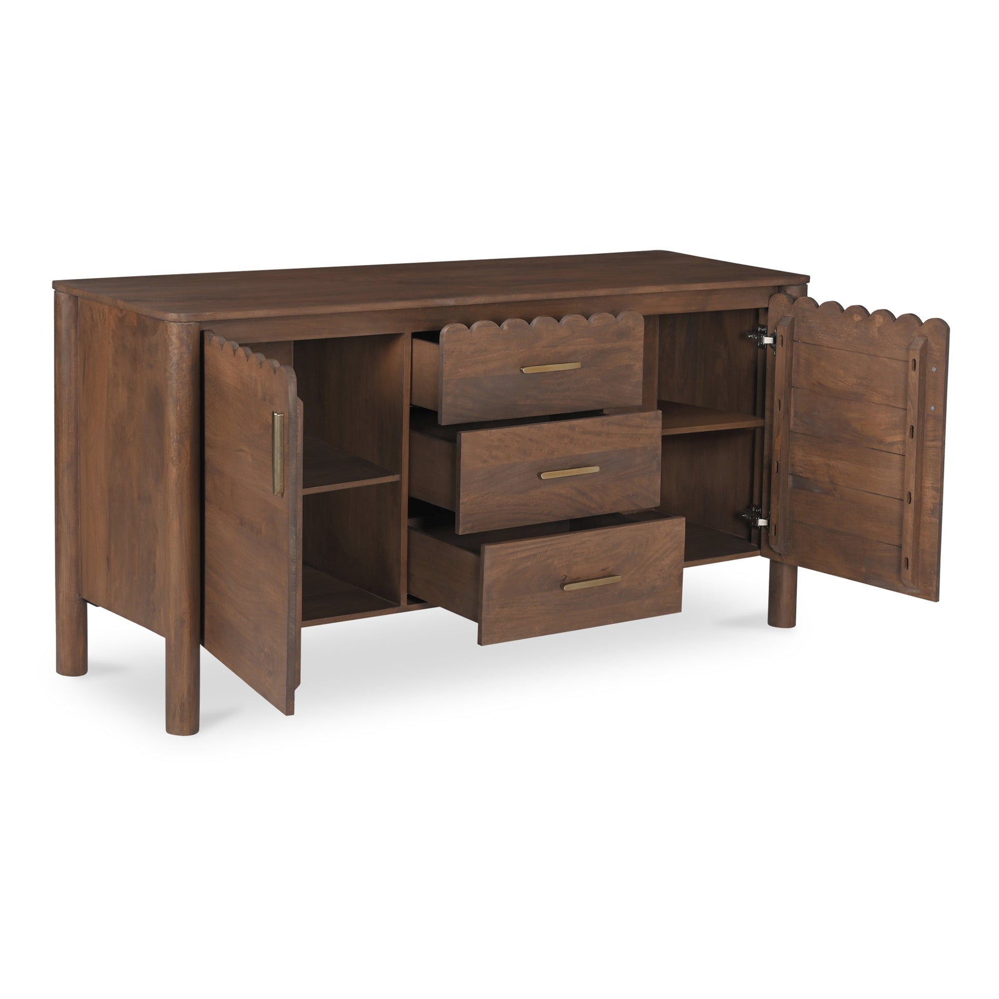 Moe's Home Wiley Wood Vintage Brown 3 Drawer Sideboard