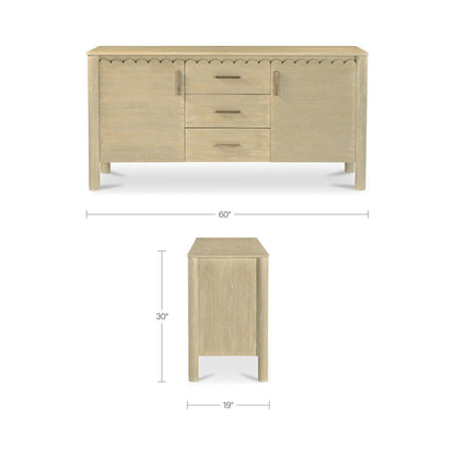 Wiley Three Drawers Wood Sideboard