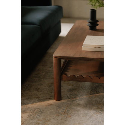 Wiley Wood Vintage Brown Rectangular Coffee Table