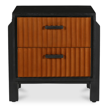 Hayden Mango Wood and Top Grain Goat Leather Black Nightstand